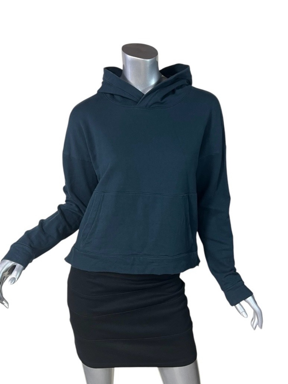 FLX Crop Hoodie Women’s Small Long Sleeve Cotton Spandex Charcoal Grey/Faded Blk